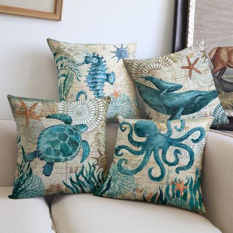 Coral Sea Life Pillowcases Set of 4