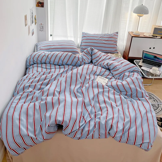 Nordic Stripes Cotton Bedding Set - Duvet Cover and Pillowcase