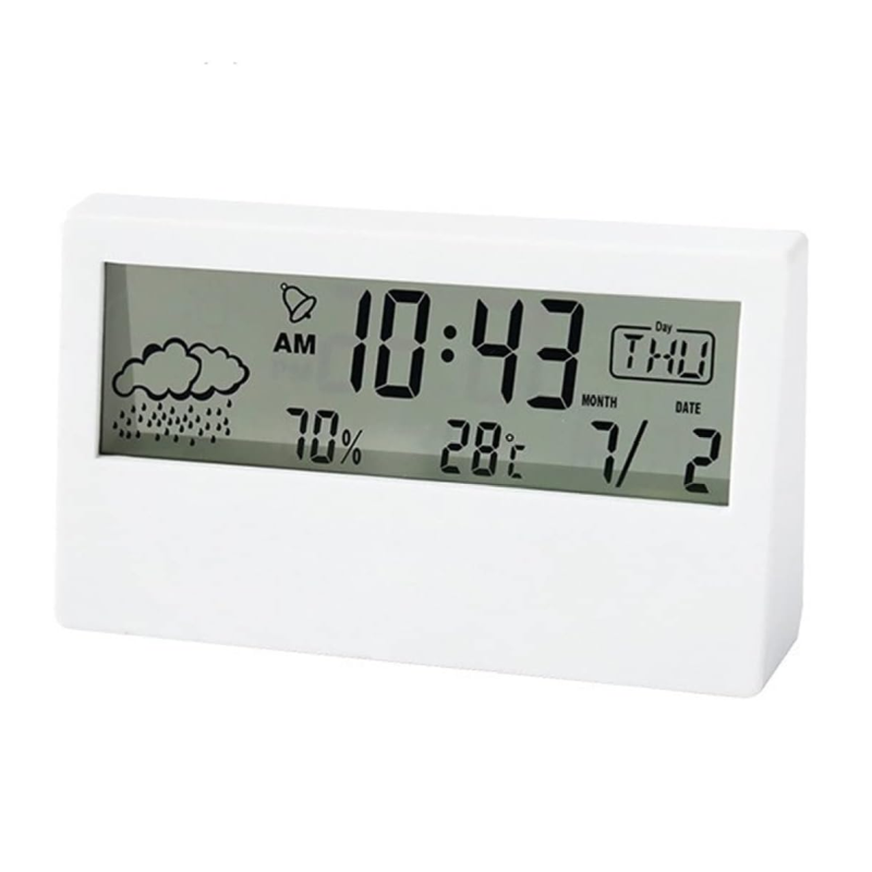 Minimalist Japanese Digital Alarm Clock with Temperature and Humidity Display