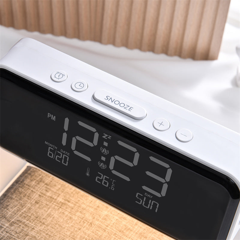 3-in-1 Bedside Lamp with Wireless Charger and Alarm Clock