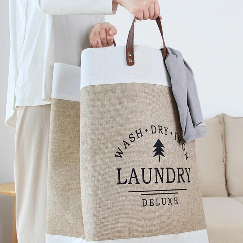 Foldable Fabric Laundry Basket in Hemp Style