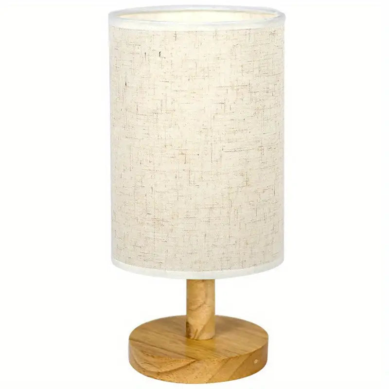 Minimalist Wooden Base Table Lamp with Fabric Shade