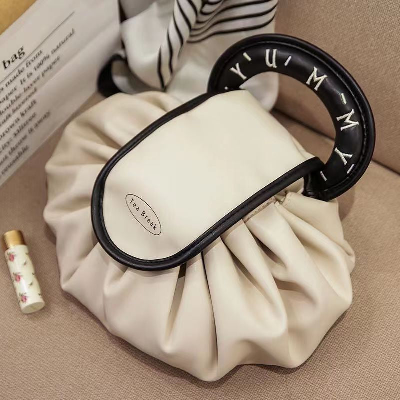 Drawstring Makeup Bag in Waterproof PU Leather