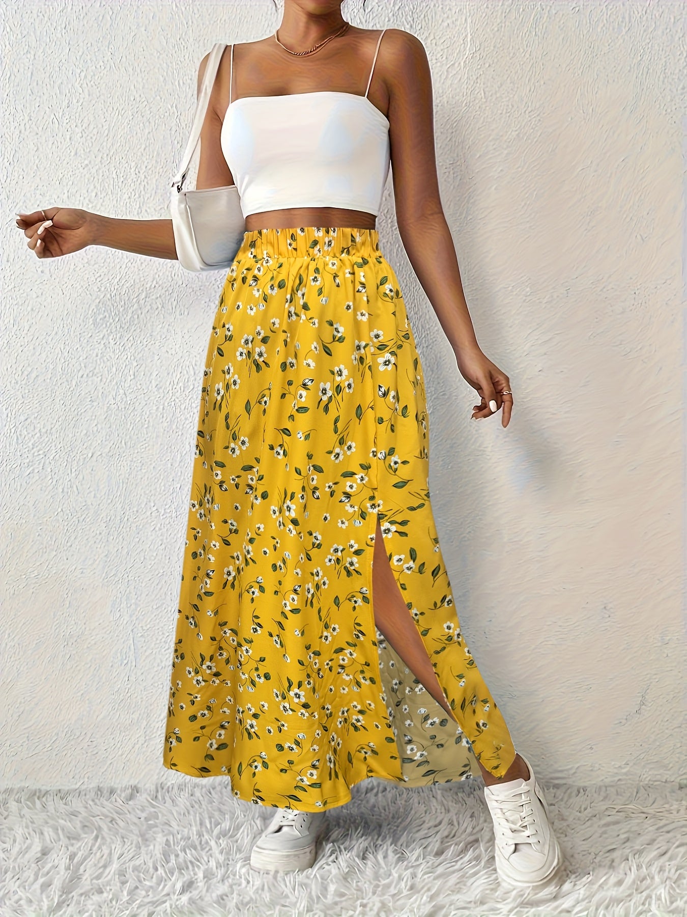 Floral Maxi Skirt with Breezy Slit for Women