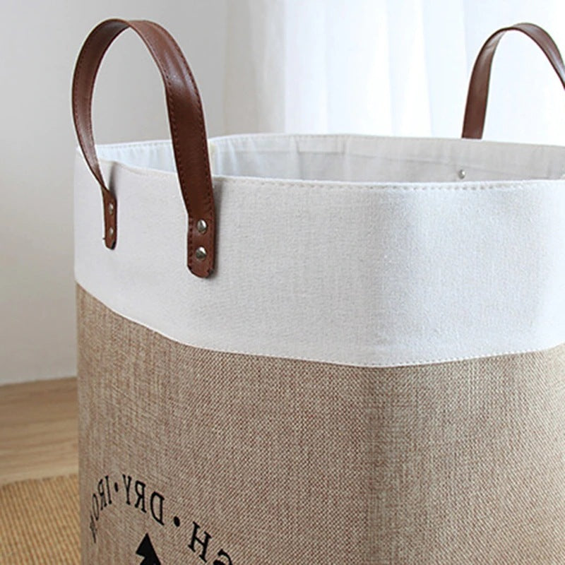 Foldable Fabric Laundry Basket - Portable Hemp Look Design