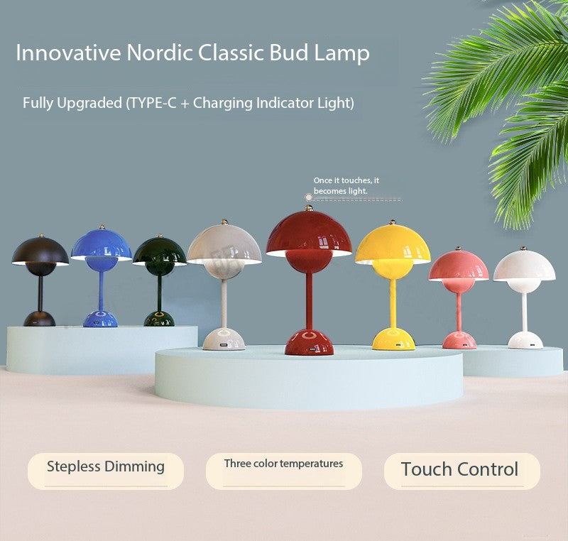 Rechargeable LED Touch-Control Table Lamp with 8 Color Options