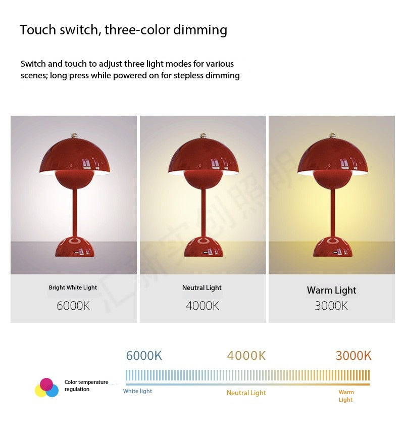 Rechargeable LED Touch-Control Table Lamp with 8 Color Options