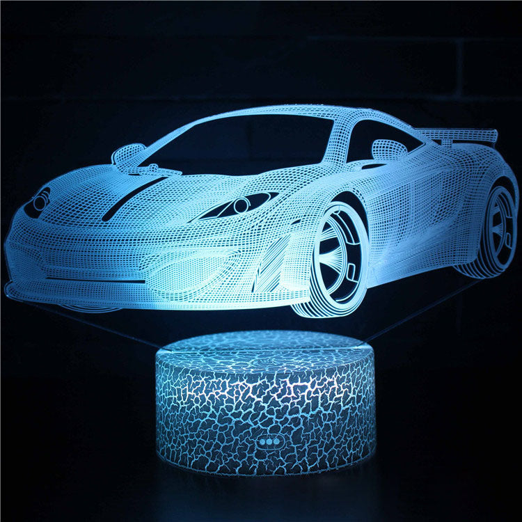 3D Sports Car LED Night Light with Dimming Function and USB Power