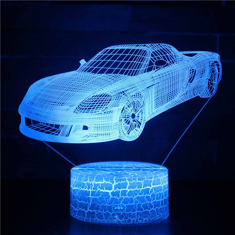 3D Sports Car LED Night Light with Dimming Function and USB Power