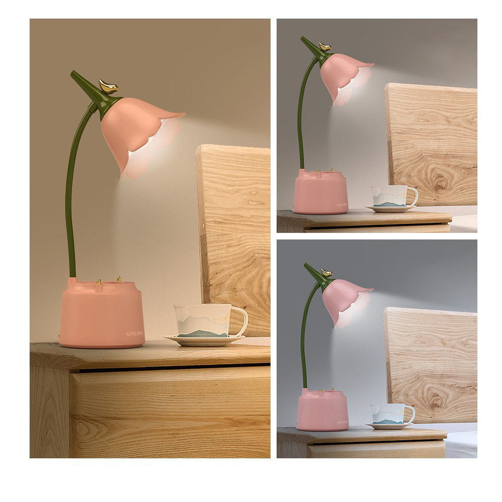 LED Foldable Touch Desk Lamp with Pen Holder - Eye Protection Night Light