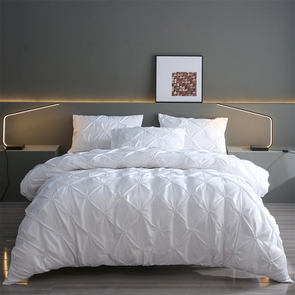 Embroidered Three-Piece Bedding Set with Pillowcases and Quilt Cover