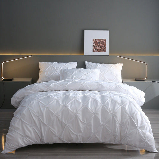 Embroidered Three-Piece Bedding Set with Pillowcases and Quilt Cover