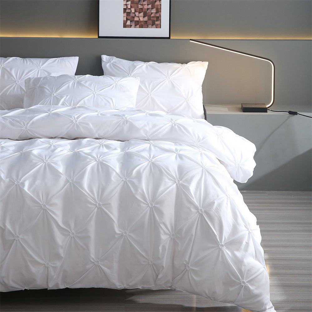 Embroidered Three-Piece Bedding Set with Pillowcases and Quilt Cover