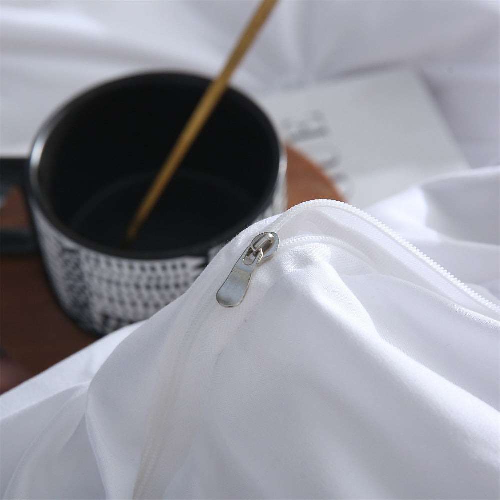 Embroidered Three-Piece Bedding Set with Pillowcases and Quilt Cover