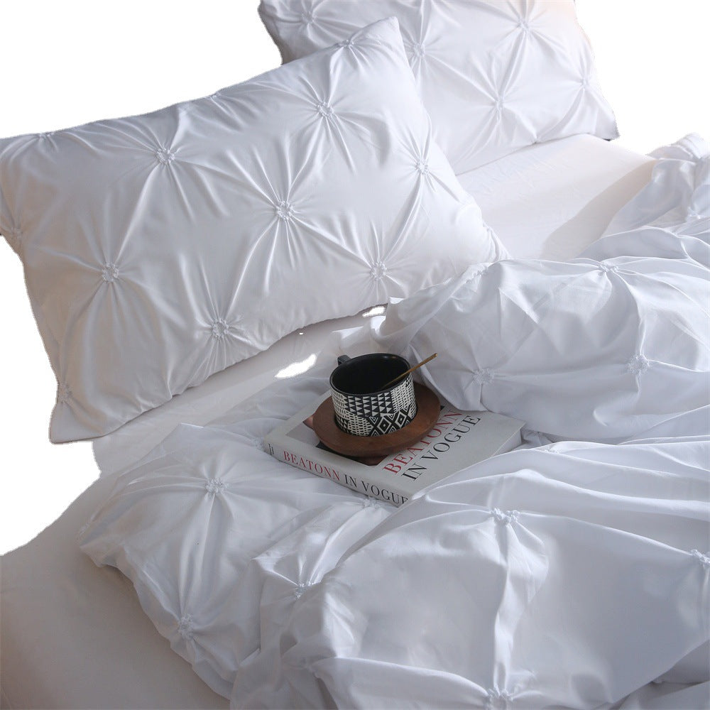 Embroidered Three-Piece Bedding Set with Pillowcases and Quilt Cover