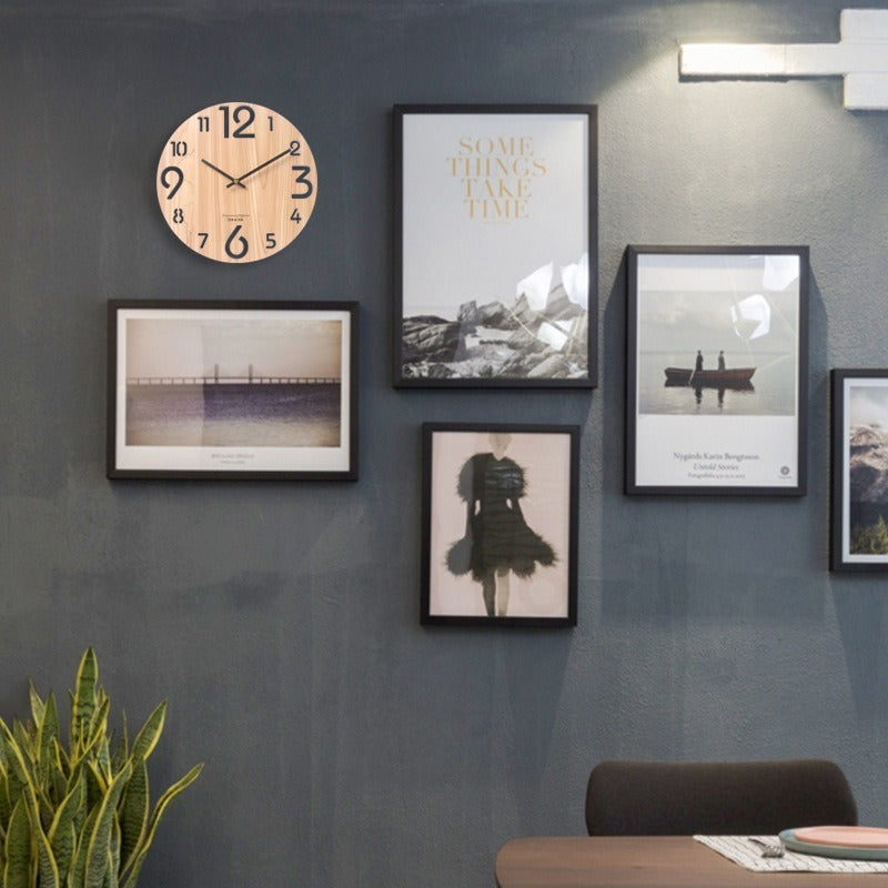 3D Wooden Wall Clock - Modern Scandinavian Design