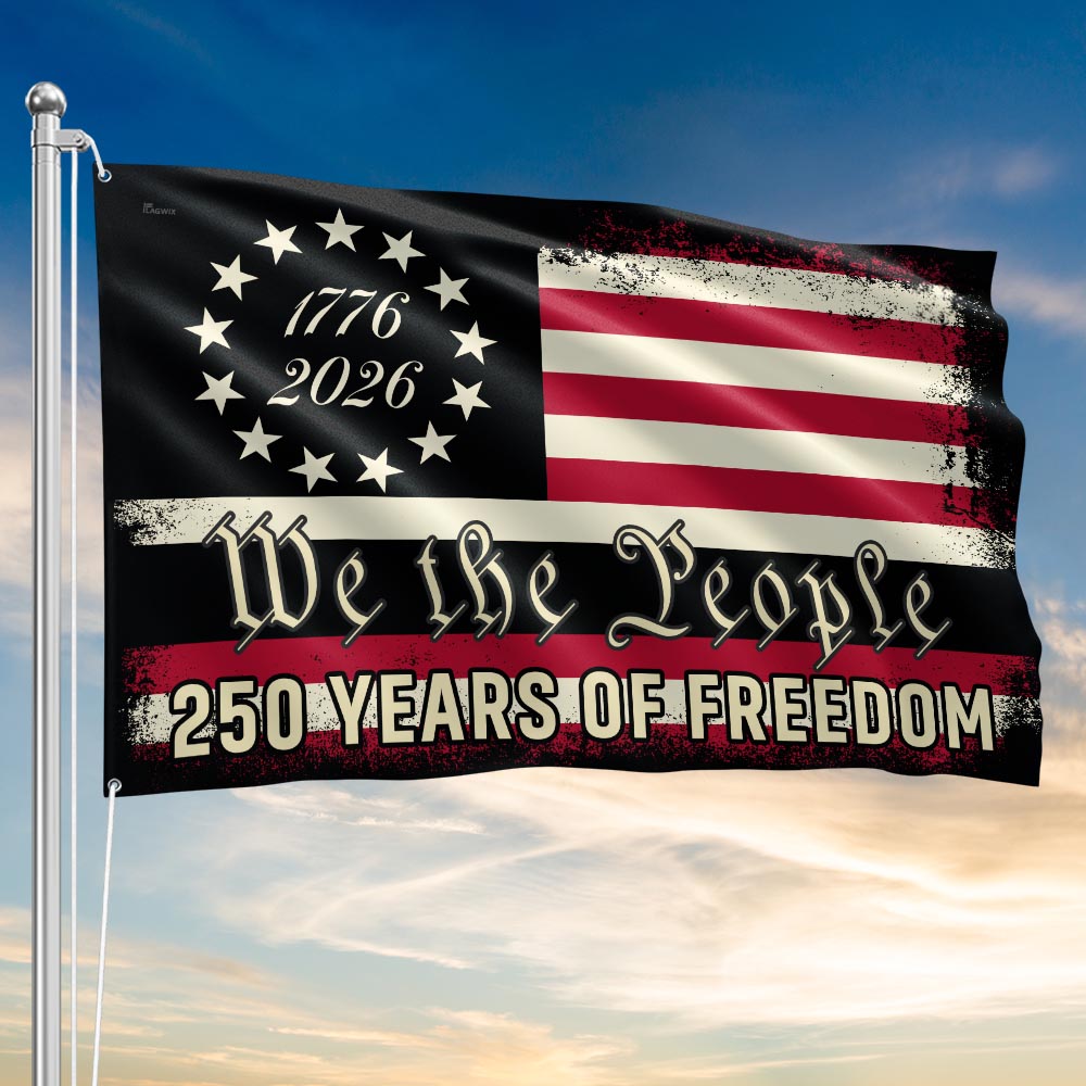We the People 250 Grommet Flag - Double-Sided Canvas, Patriotic Design