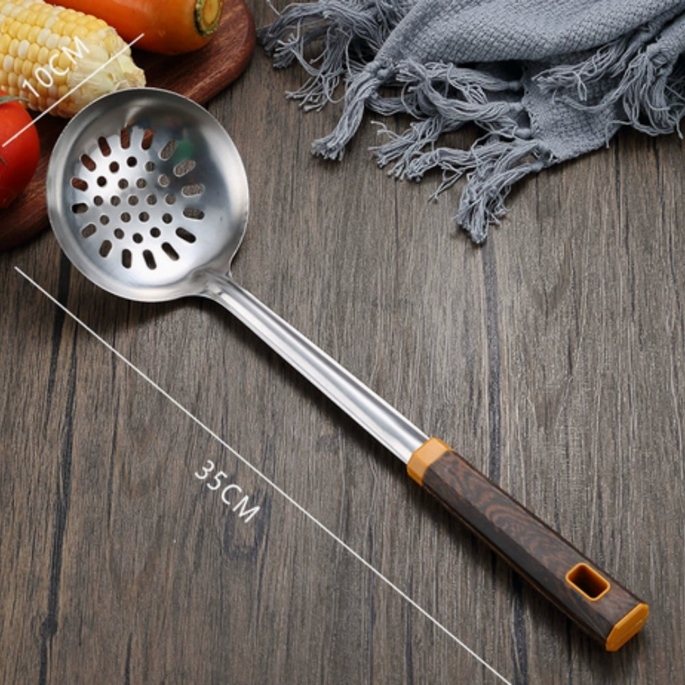 Wood Grain Stainless Steel Cooking Utensils Set - 6 Pieces