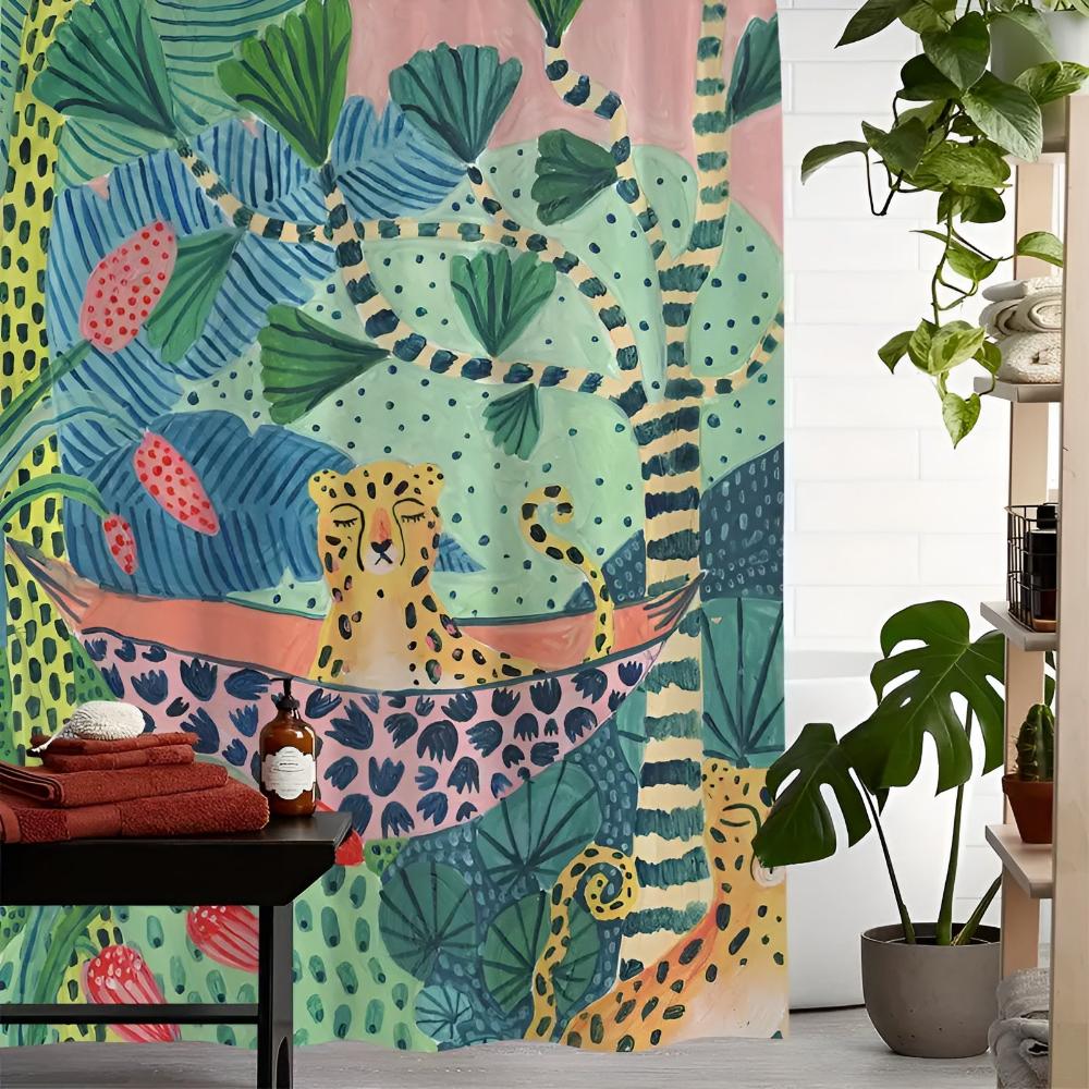 Tropical Cheetah Pattern Shower Curtain