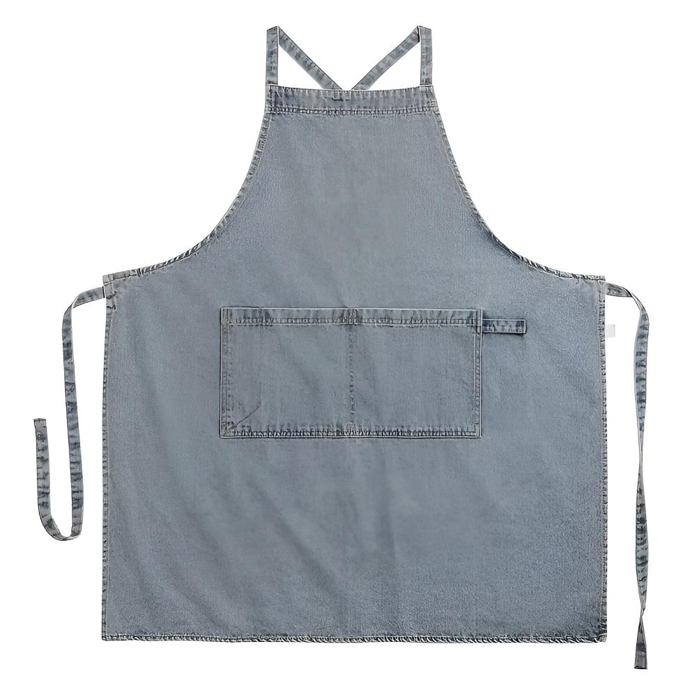 Adjustable Cross-Back Premium Denim Apron with Pockets