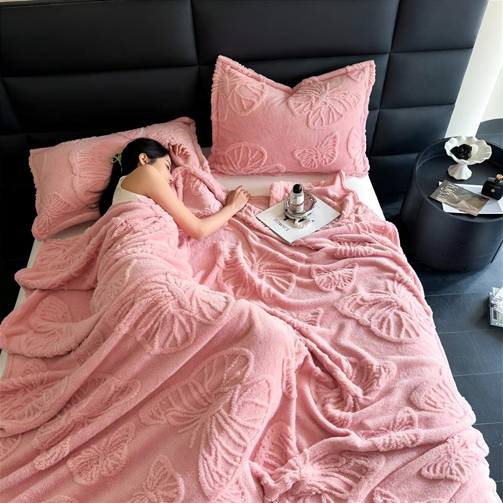 3D Butterfly Jacquard Flannel Blanket
