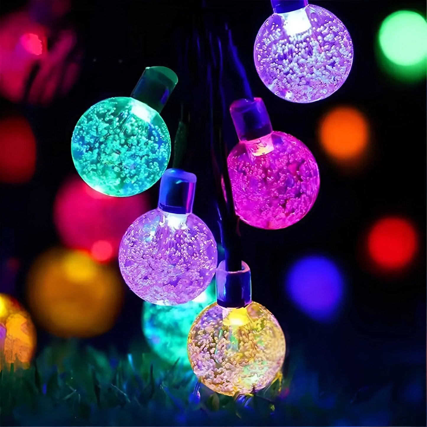 Solar-Powered Crackled Glass Garden Lights