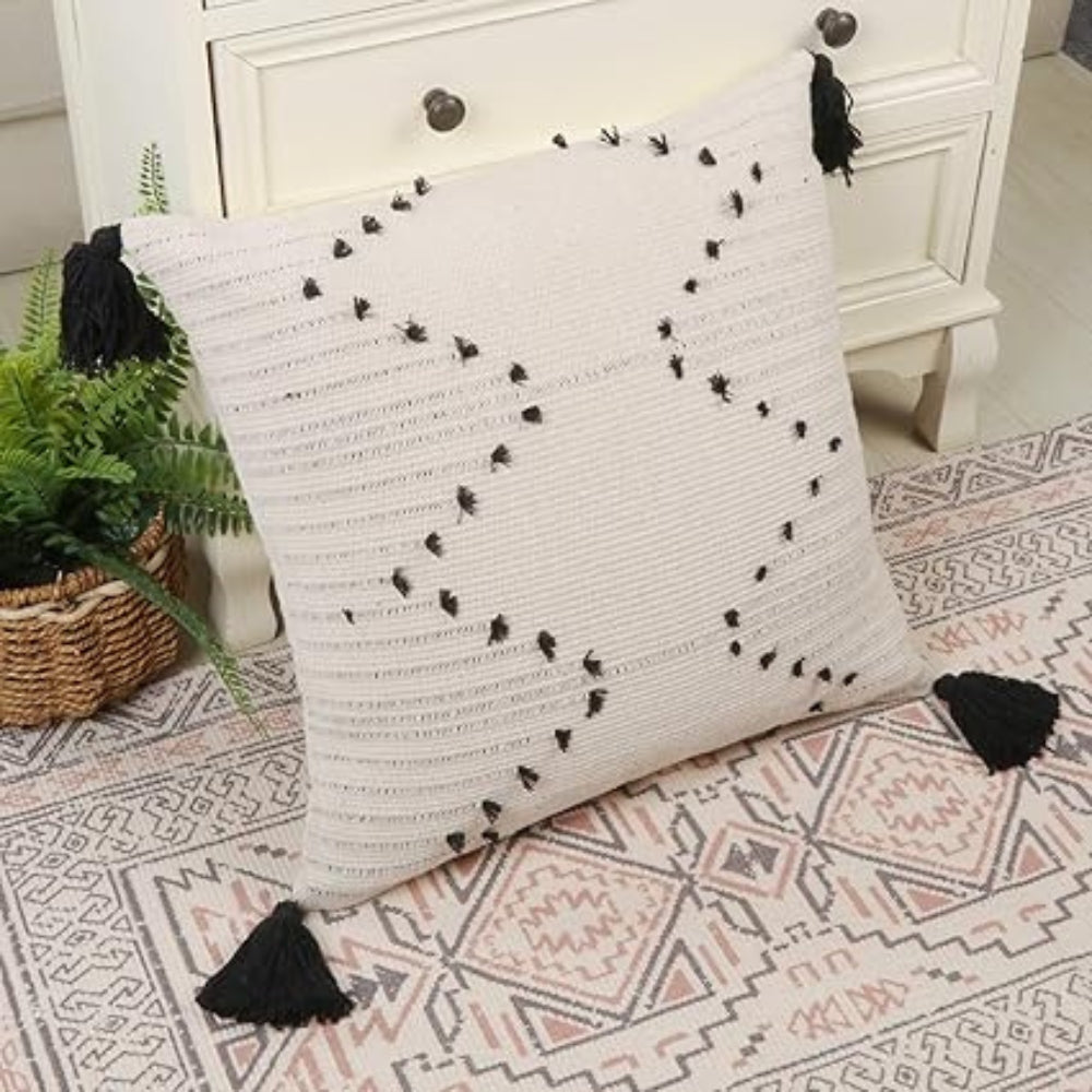 Moroccan Geometric Embroidered Cushion Cover