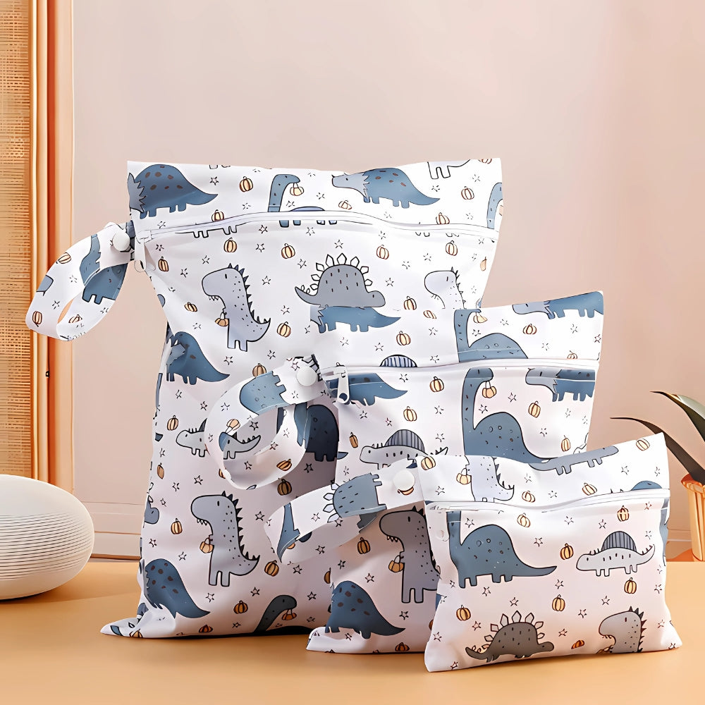 Safari Print Reusable Wet Dry Bag Set for Baby - 3 Sizes