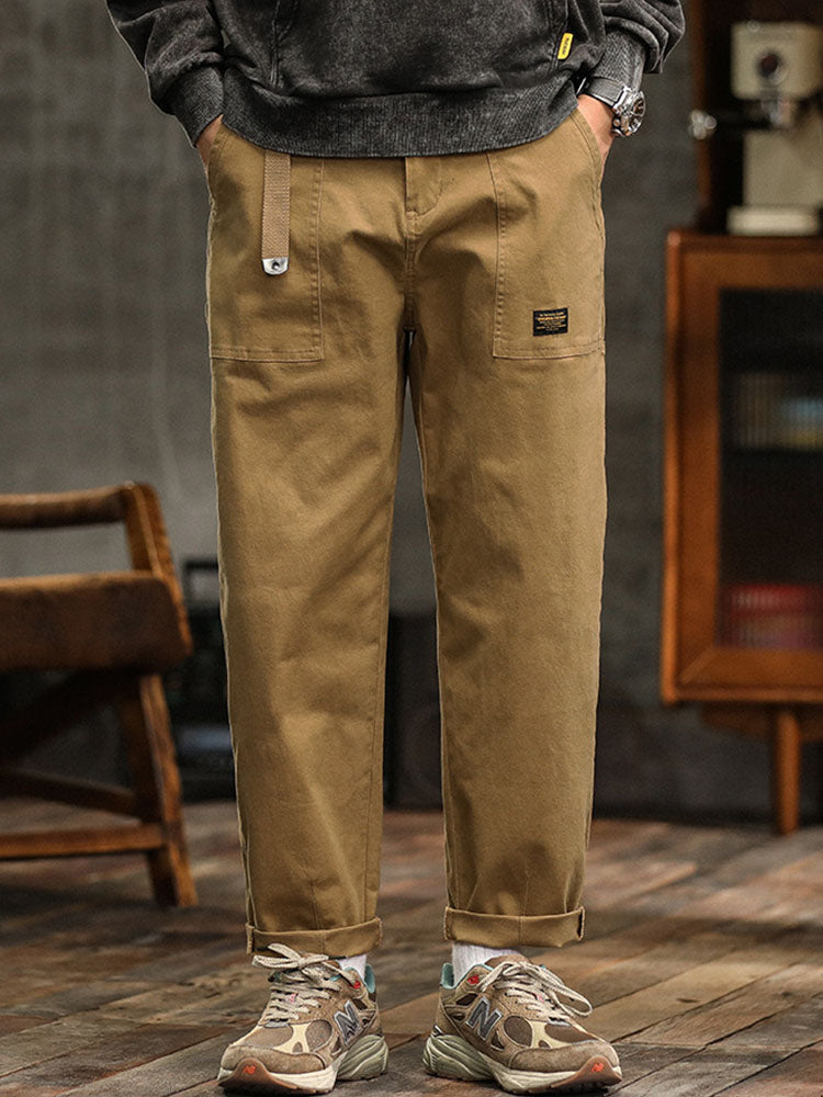 Men's Vintage Utility Pants with Pockets and Belt