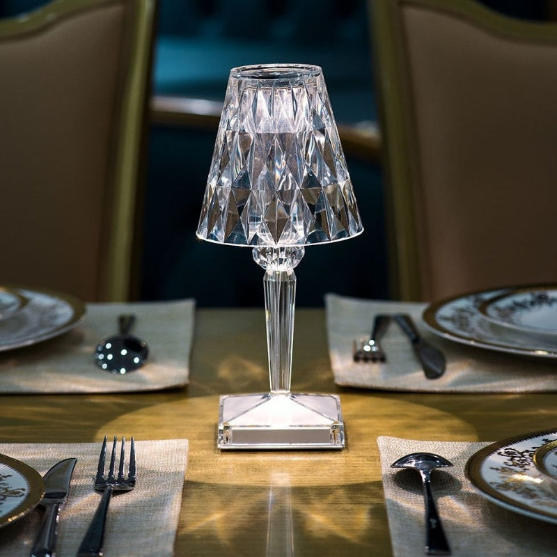 Crystal Touch Control Table Lamp - Rechargeable 3-Color Illumination