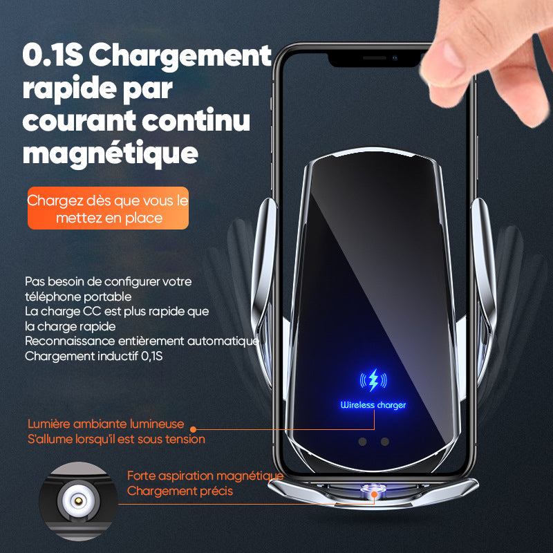 Wireless Car Charger Mount with Automatic Clamp and One-Handed Operation