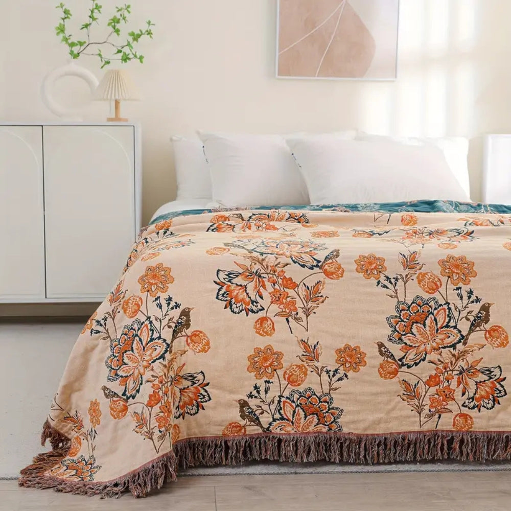 Boho Cotton Throw Blanket for Sofa and Bed
