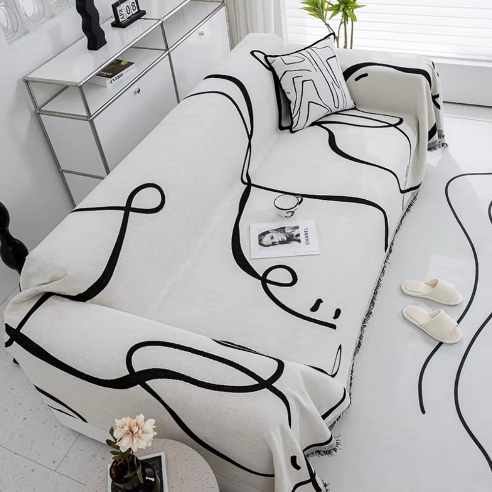 Reversible Abstract Chenille Sofa Cover
