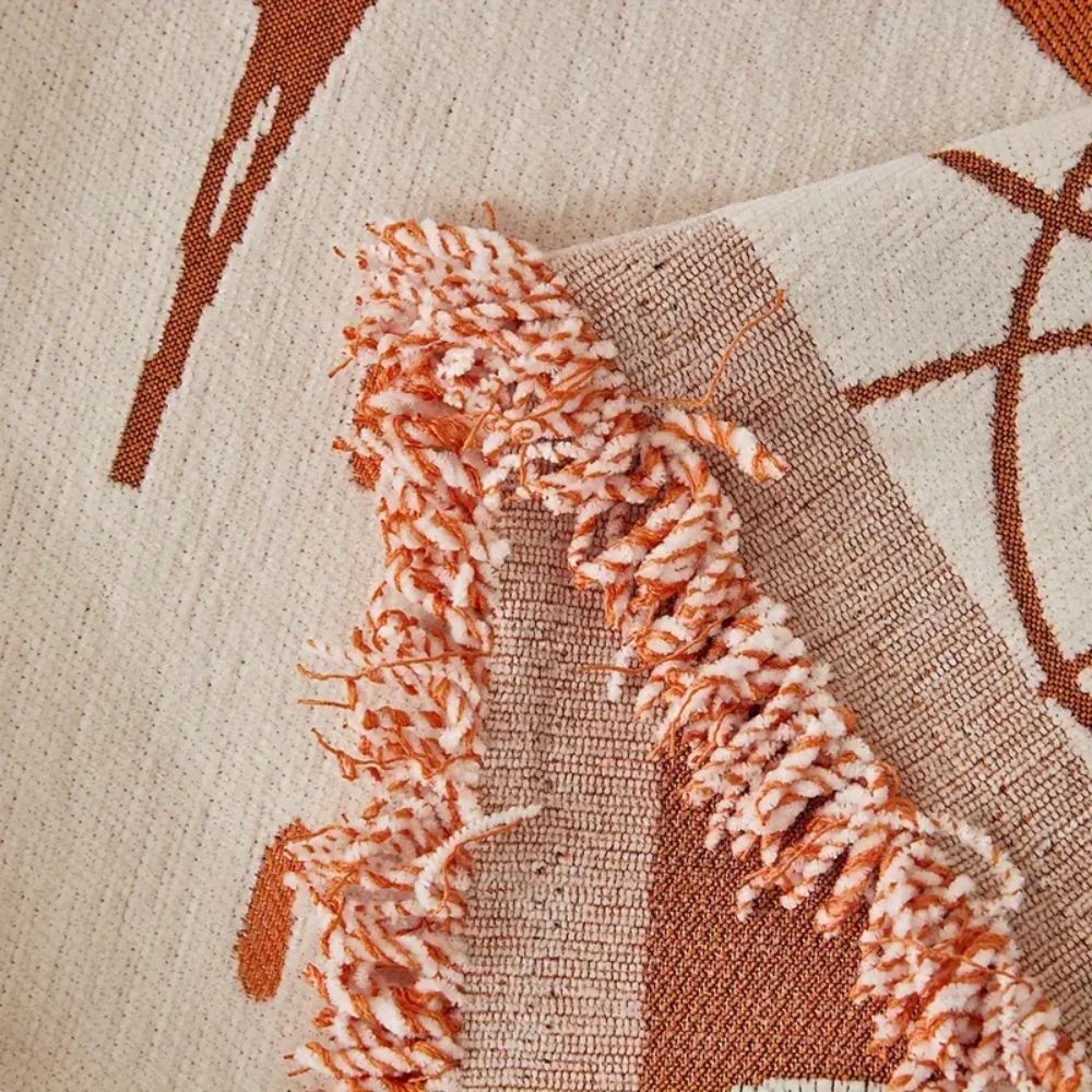 Reversible Floral Chenille Sofa Wrap with Tassels