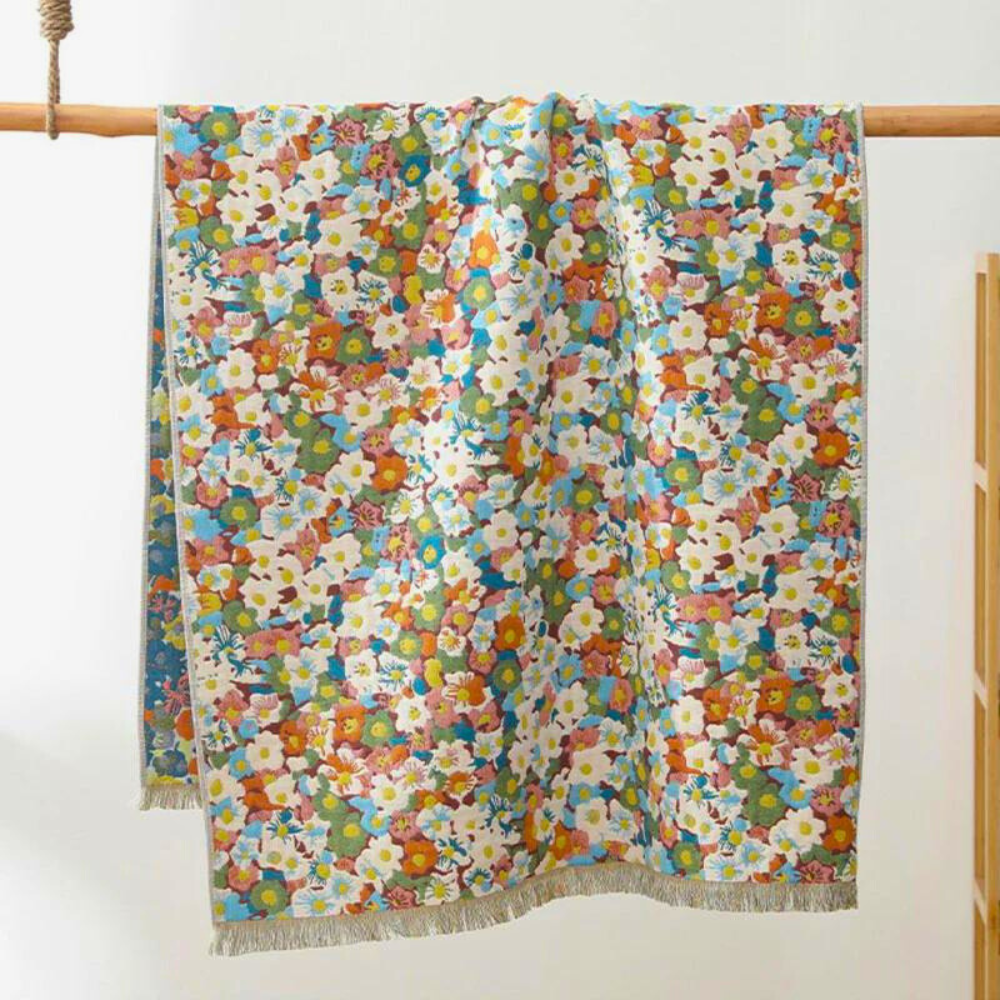 Reversible Floral Cotton Bath Towel