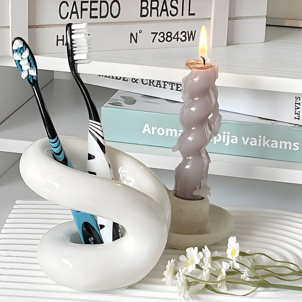 Ceramic Organizer with Rope-Knot Detail