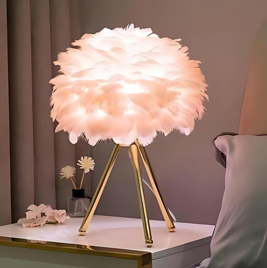 Luxury Feather Table Lamp with LED Lighting
