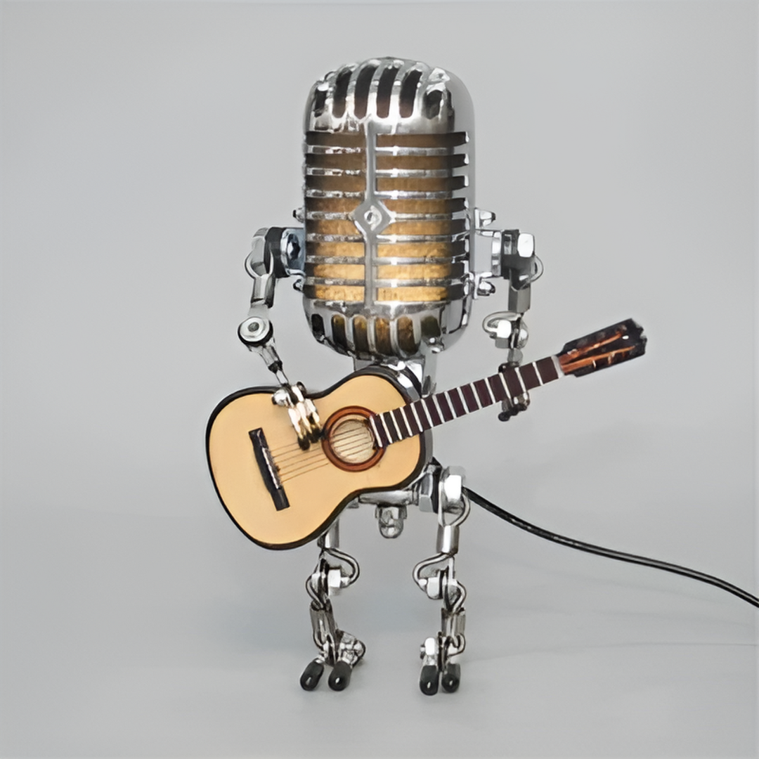 Robot Table Lamp with Adjustable LED Light and Guitar Design
