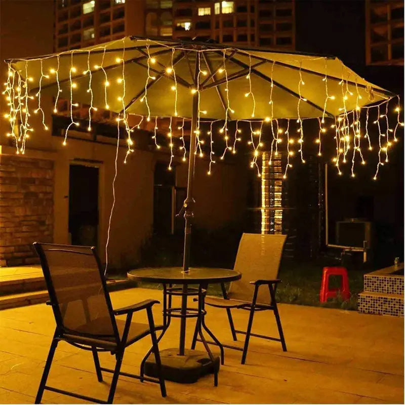 10m Solar LED String Lights - Waterproof Outdoor Icicle Fairy Lights for Garden and Patio Decor