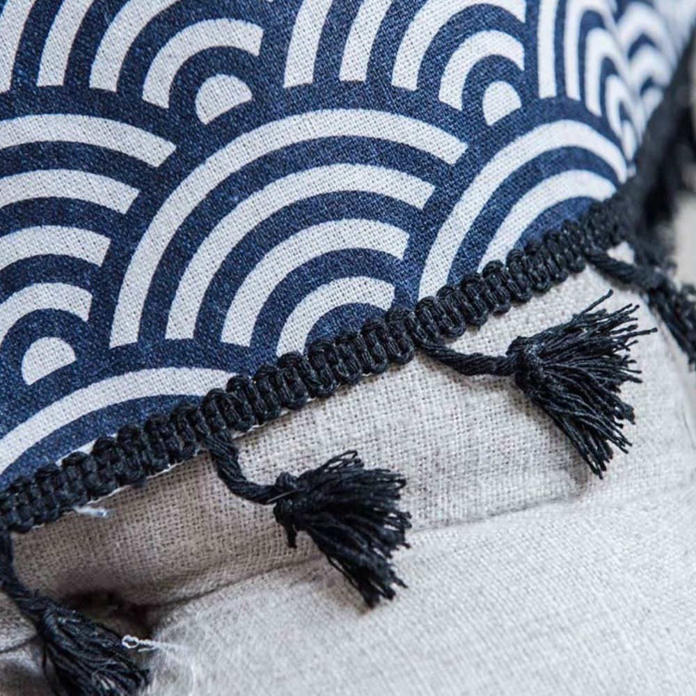 Navy Blue Fish Scale Light Filtering Curtain