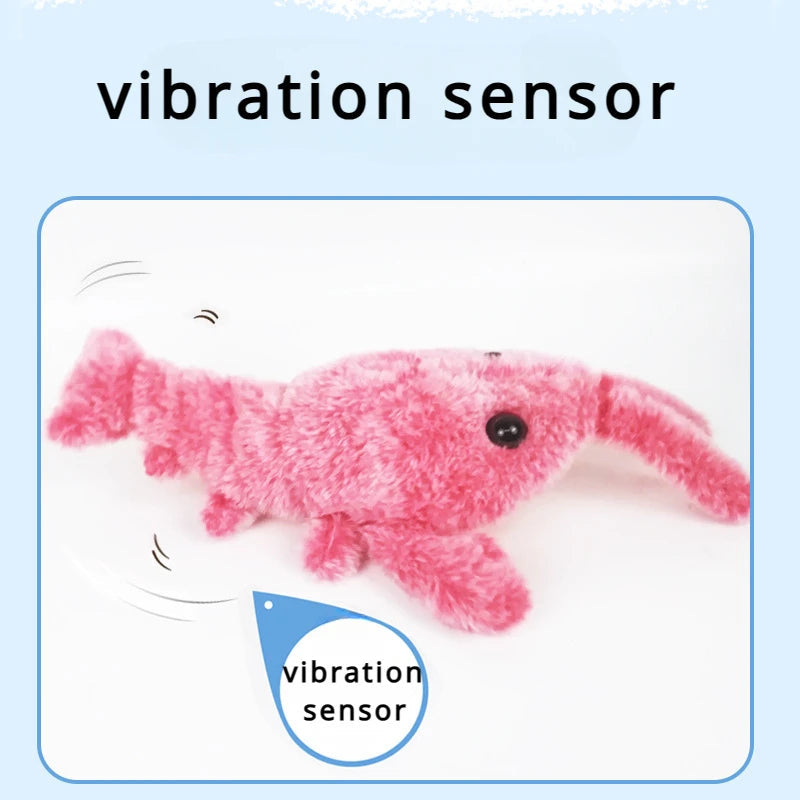 Interactive Plush Electric Jumping Shrimp Toy for Cats and Small Dogs
