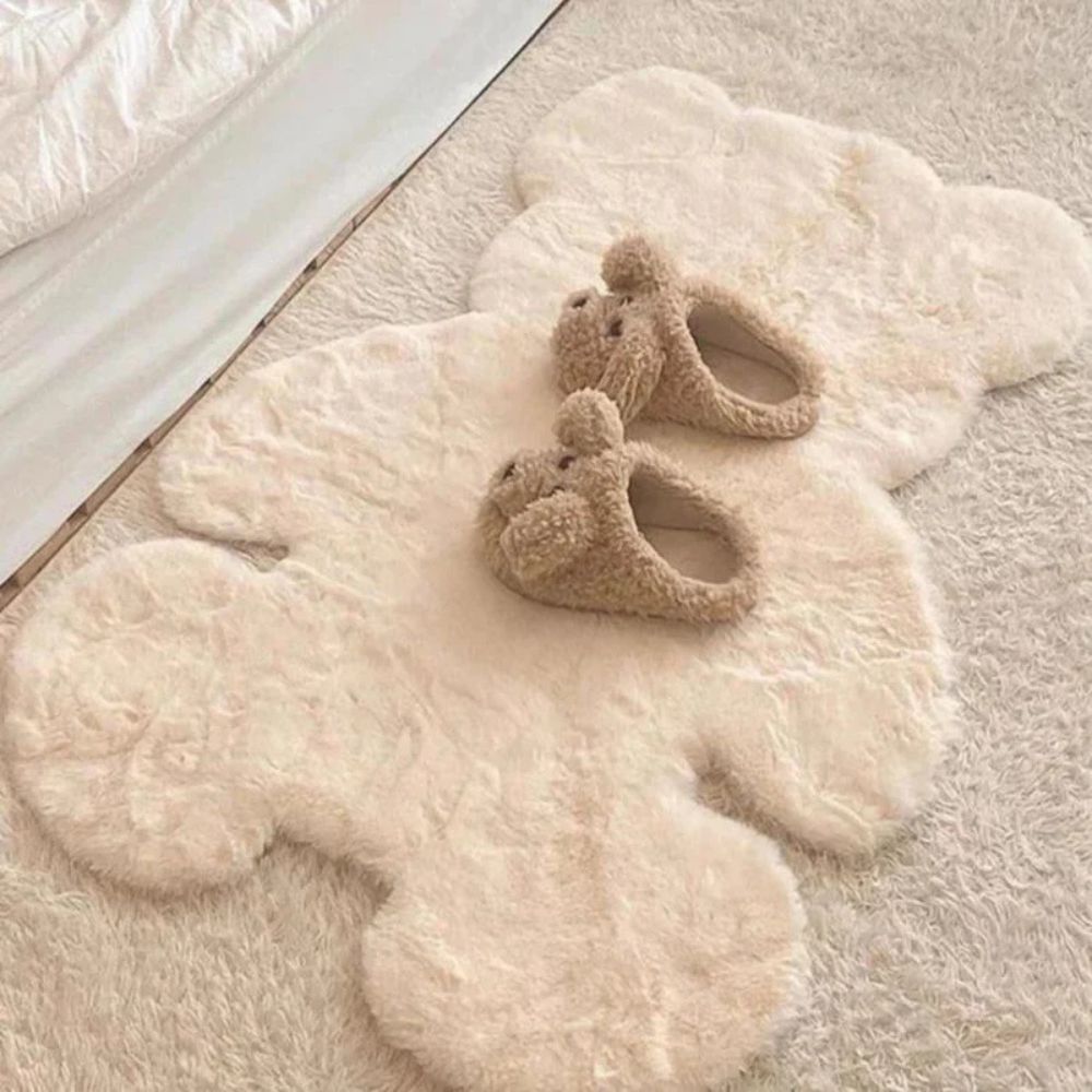 Plush Bear-Shaped Microfiber Area Rug