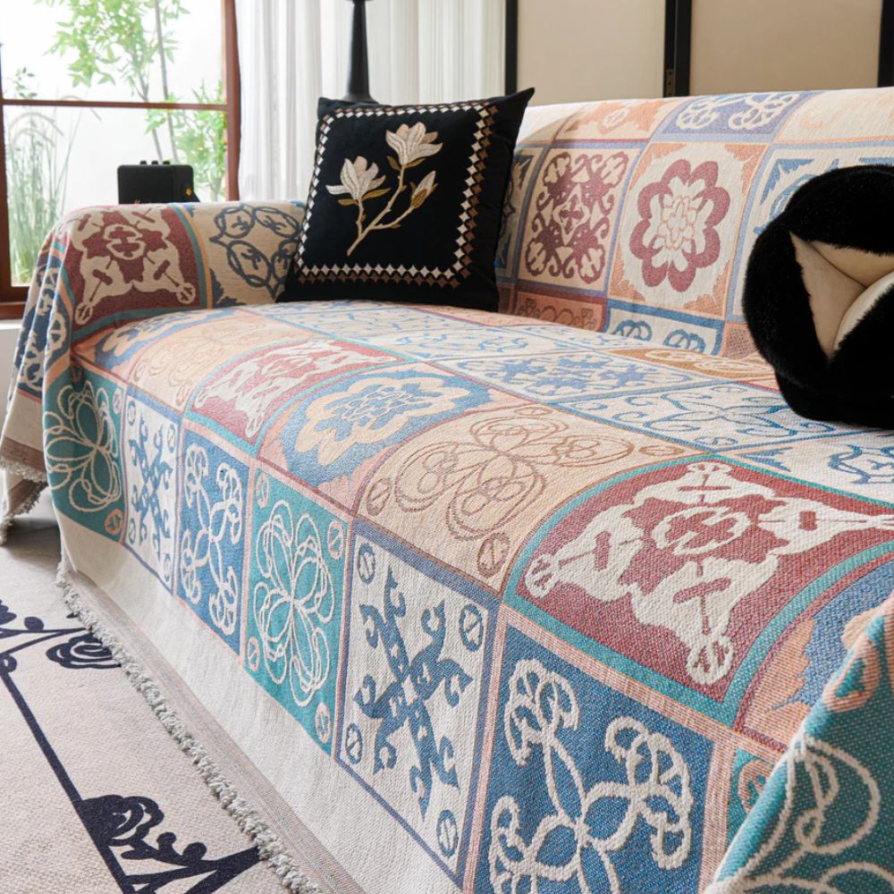 Vintage Mosaic Chenille Sofa Cover