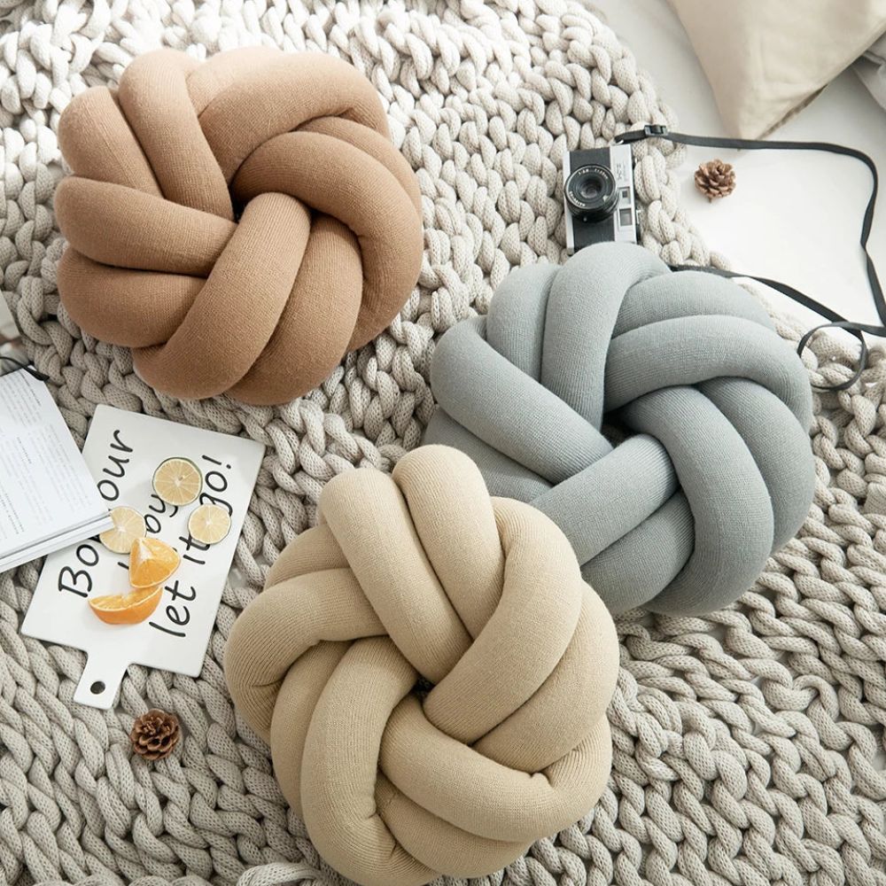 Pretzel-Shaped Hand-Knotted Lumbar Cushion