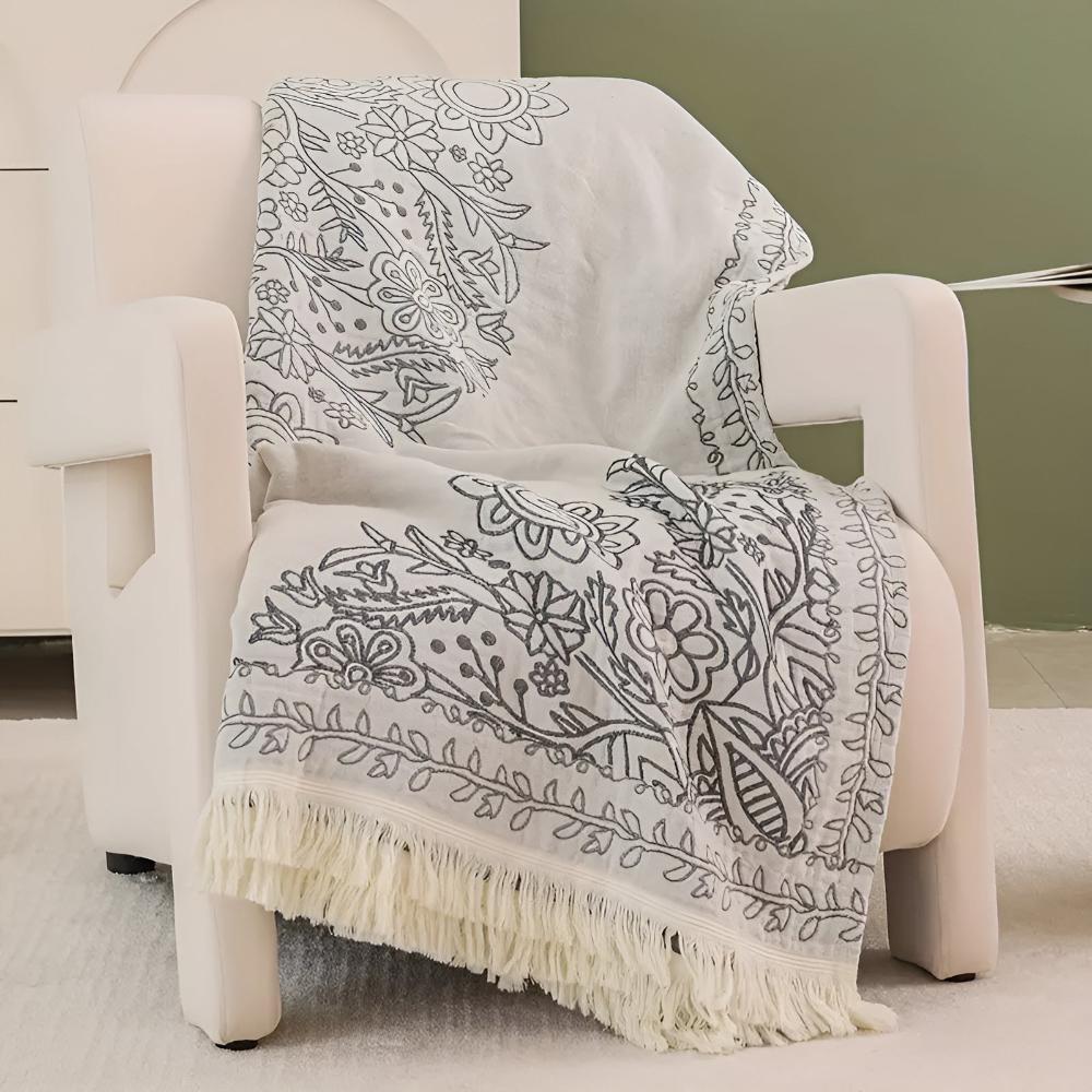 Reversible Jacquard Cotton Throw Blanket