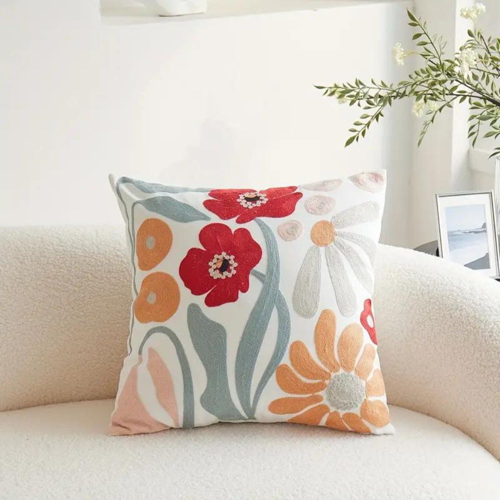 Plant Flower Patterned Microfiber Cotton Cushion Cover