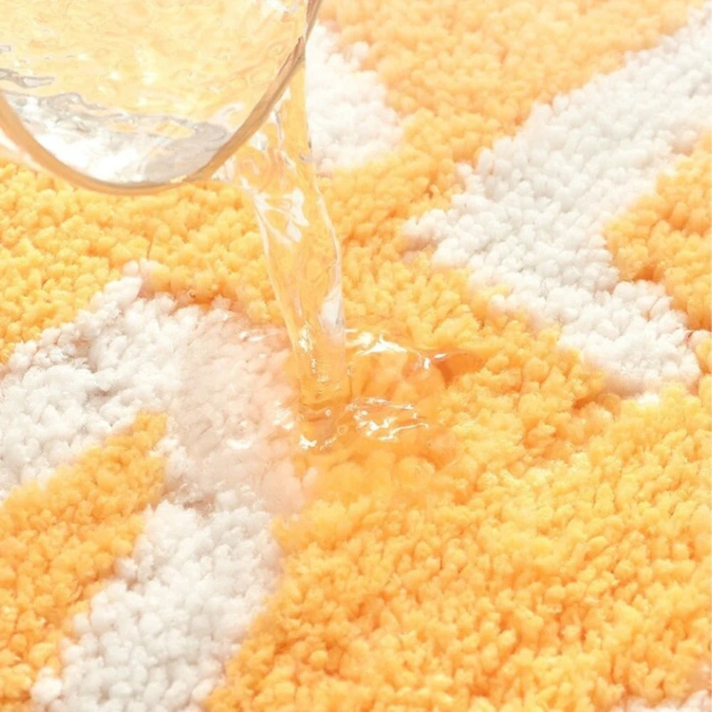 Non-Slip Lemon Bath Mat in Soft Cotton Microfibre