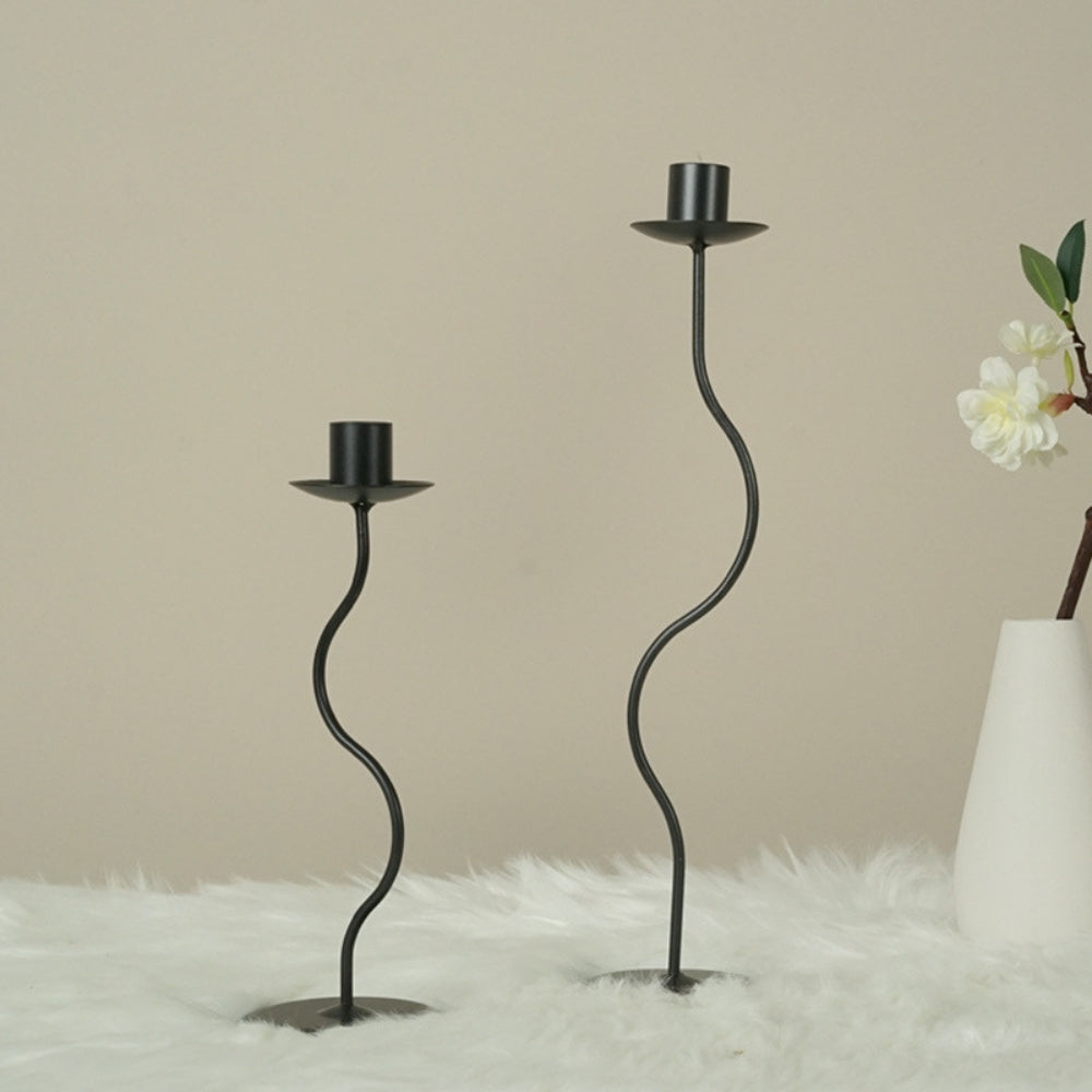 Sculpted Curved Iron Candle Holder