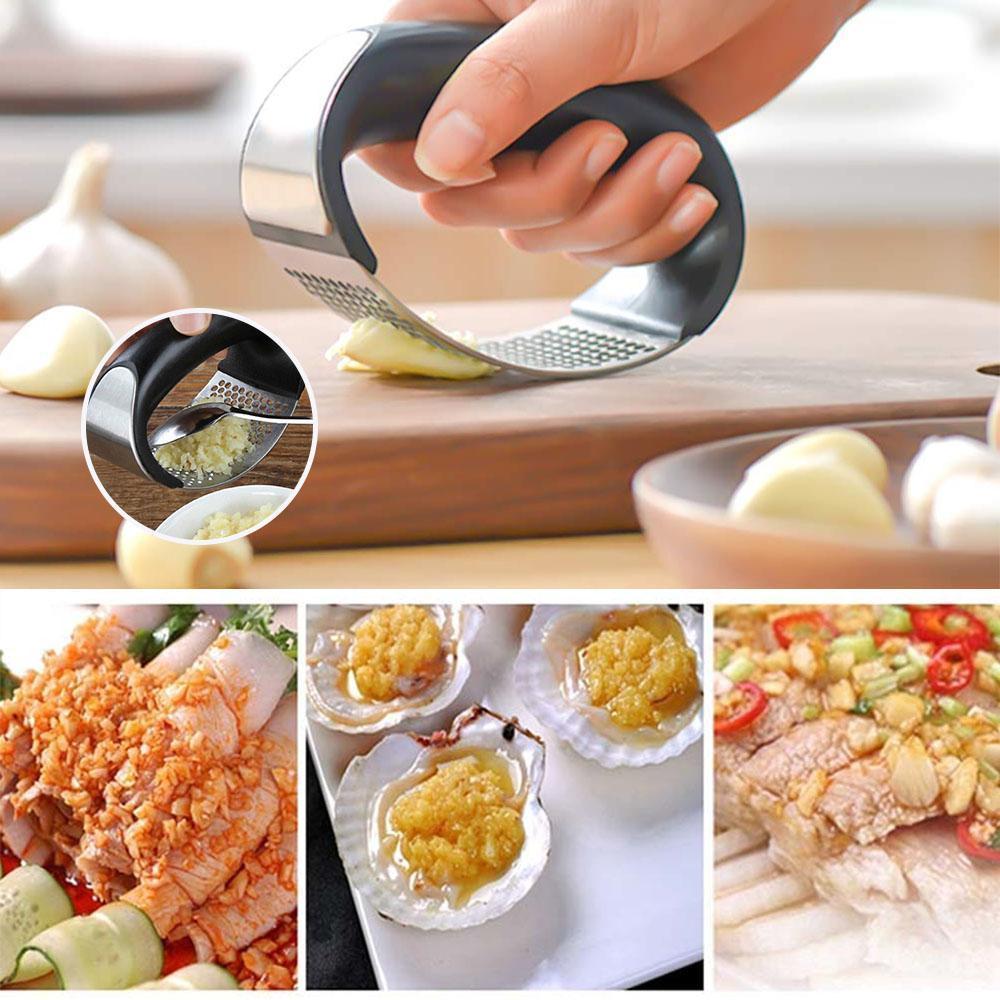 Premium Stainless Steel Garlic Press with Comfortable Grip