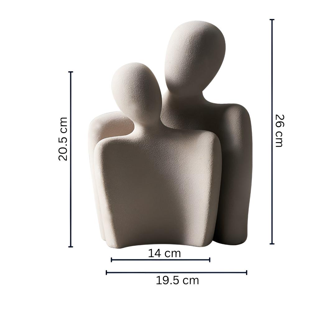 Ceramic Romantic Couple Sculpture in Grey Finish